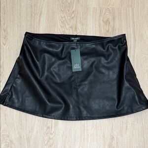 wild fable Black Faux Leather Skater Mini Skirt